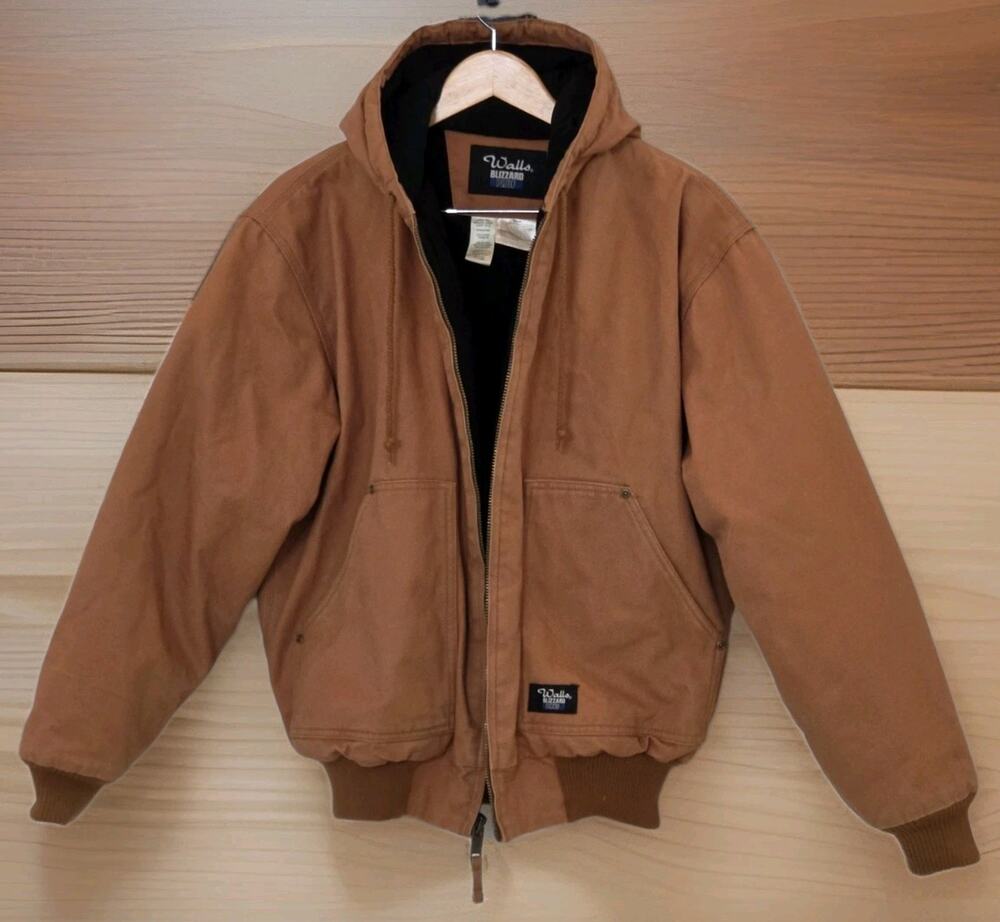 Walls Blizzard Pruf Insulated Jacket Men’s Brown Workwear Hooded Coat Large Tall